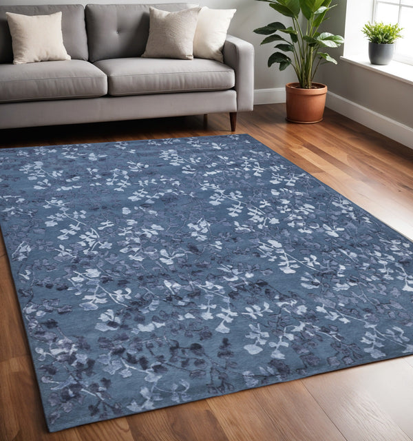 Homeroots 5' X 8' Blue Wool Floral Hand Tufted Area Rug Blue Wool 512539