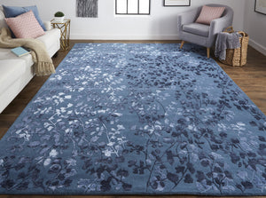 Homeroots 5' X 8' Blue Wool Floral Hand Tufted Area Rug Blue Wool 512539