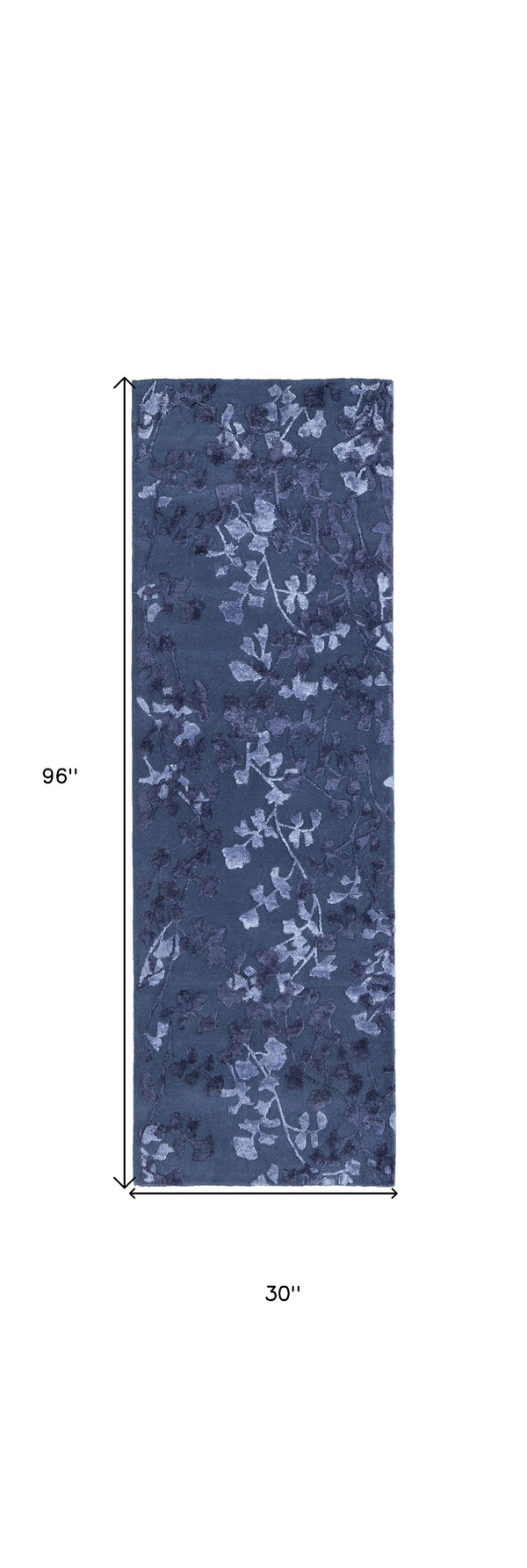 Homeroots 8' Light Blue And Blue Wool Floral Hand Tufted Runner Rug Blue Wool 512543