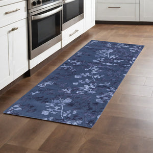 Homeroots 8' Light Blue And Blue Wool Floral Hand Tufted Runner Rug Blue Wool 512543