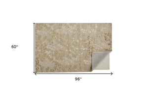 Homeroots 5' X 8' Ivory Tan And Gold Wool Floral Tufted Handmade Area Rug Ivory,Tan,Gold Wool 512545
