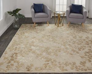 Homeroots 5' X 8' Ivory Tan And Gold Wool Floral Tufted Handmade Area Rug Ivory,Tan,Gold Wool 512545
