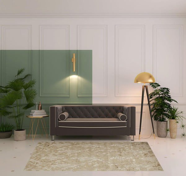 Homeroots 5' X 8' Ivory Tan And Gold Wool Floral Tufted Handmade Area Rug Ivory,Tan,Gold Wool 512545