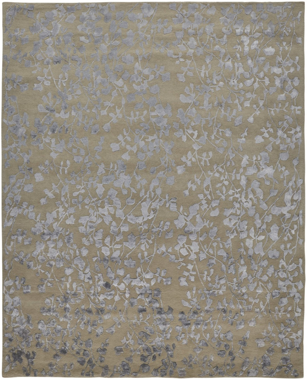 HomeRoots 5' Handmade Wool Floral Tufted Area Rug in Tan, Silver, and Gray for Elegant Home Décor Enhancements 5' X 8' 512551