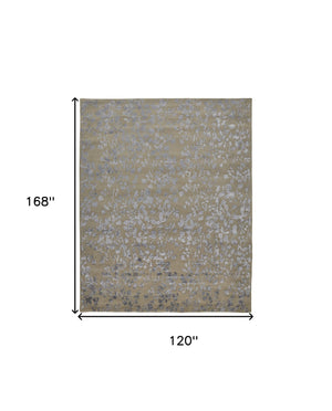 Homeroots 10' X 14' Tan Silver And Gray Wool Floral Tufted Handmade Area Rug Tan,Silver,Gray Wool 512554