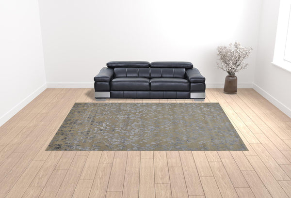 Homeroots 10' X 14' Tan Silver And Gray Wool Floral Tufted Handmade Area Rug Tan,Silver,Gray Wool 512554