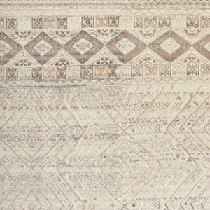 HomeRoots 4' Hand-Knotted Geometric Area Rug in Gray, Ivory & Pink – Perfect for Modern Home Decor Spaces 4' X 6' 512557