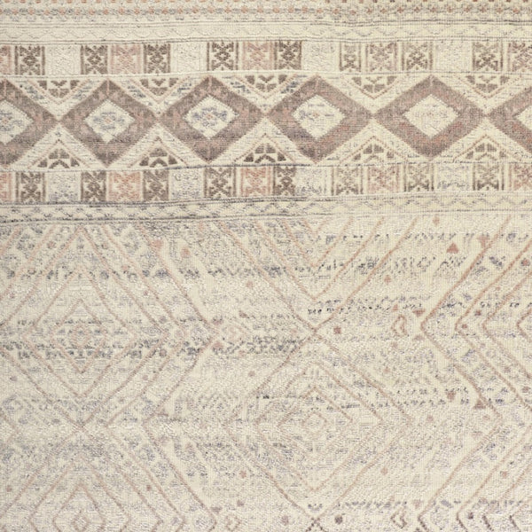 HomeRoots 4' Hand-Knotted Geometric Area Rug in Gray, Ivory & Pink – Perfect for Modern Home Decor Spaces 4' X 6' 512557
