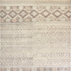 HomeRoots 4' Hand-Knotted Geometric Area Rug in Gray, Ivory & Pink – Perfect for Modern Home Decor Spaces 4' X 6' 512557