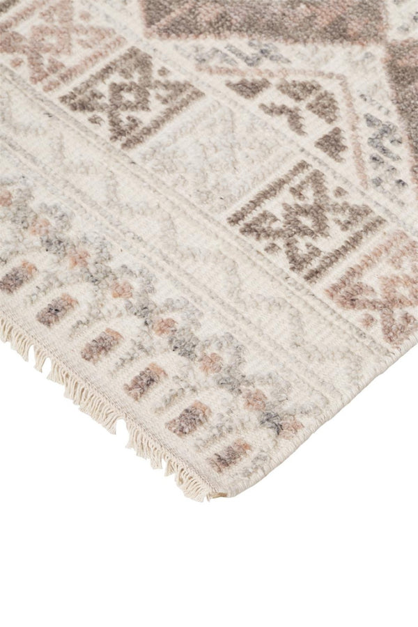 HomeRoots 4' Hand-Knotted Geometric Area Rug in Gray, Ivory & Pink – Perfect for Modern Home Decor Spaces 5' X 8' 512558