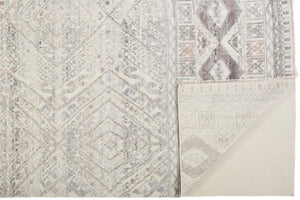 HomeRoots 4' Hand-Knotted Geometric Area Rug in Gray, Ivory & Pink – Perfect for Modern Home Decor Spaces 12' X 15' 512564