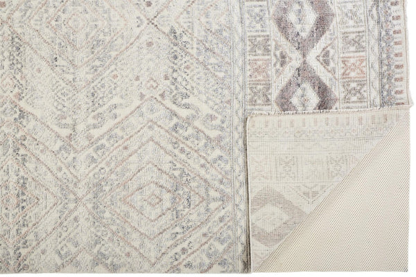 HomeRoots 4' Hand-Knotted Geometric Area Rug in Gray, Ivory & Pink – Perfect for Modern Home Decor Spaces 12' X 15' 512564