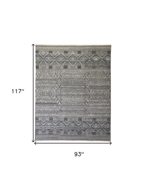 HomeRoots 4' Hand-Knotted Geometric Area Rug in Gray, Ivory & Pink – Perfect for Modern Home Decor Spaces 8' X 10' 512566