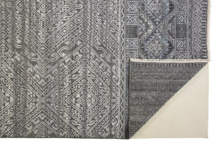 HomeRoots 4' Hand-Knotted Geometric Area Rug in Gray, Ivory & Pink – Perfect for Modern Home Decor Spaces 10' X 13' 512568