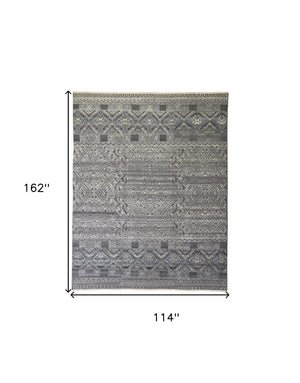 HomeRoots 4' Hand-Knotted Geometric Area Rug in Gray, Ivory & Pink – Perfect for Modern Home Decor Spaces 10' X 13' 512568