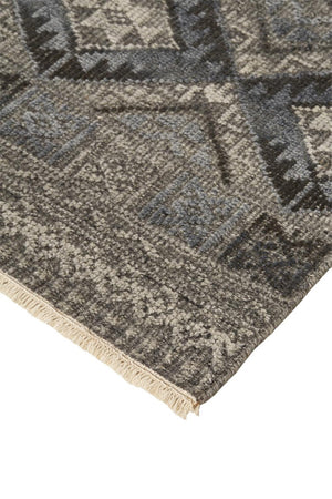 HomeRoots 4' Hand-Knotted Geometric Area Rug in Gray, Ivory & Pink – Perfect for Modern Home Decor Spaces 12' X 15' 512571