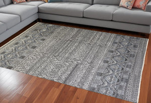 HomeRoots 4' Hand-Knotted Geometric Area Rug in Gray, Ivory & Pink – Perfect for Modern Home Decor Spaces 12' X 15' 512571
