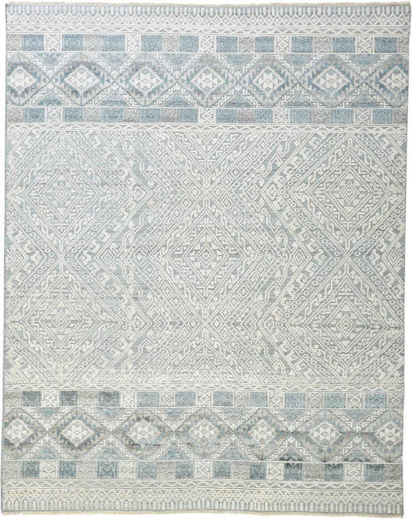 HomeRoots 4' Hand-Knotted Geometric Area Rug in Gray, Ivory & Pink – Perfect for Modern Home Decor Spaces 4' X 6' 512572