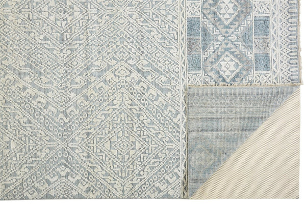 HomeRoots 4' Hand-Knotted Geometric Area Rug in Gray, Ivory & Pink – Perfect for Modern Home Decor Spaces 4' X 6' 512572