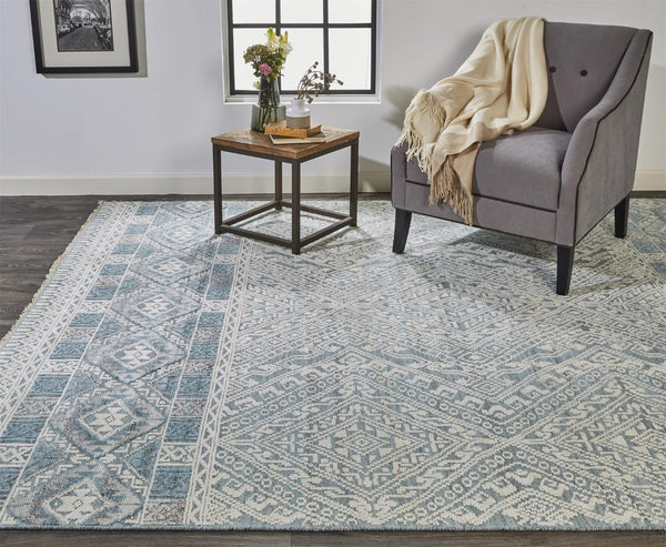HomeRoots 4' Hand-Knotted Geometric Area Rug in Gray, Ivory & Pink – Perfect for Modern Home Decor Spaces 8' X 10' 512574