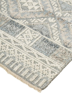 HomeRoots 4' Hand-Knotted Geometric Area Rug in Gray, Ivory & Pink – Perfect for Modern Home Decor Spaces 10' X 13' 512576