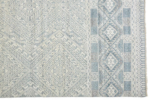 HomeRoots 4' Hand-Knotted Geometric Area Rug in Gray, Ivory & Pink – Perfect for Modern Home Decor Spaces 10' X 13' 512576