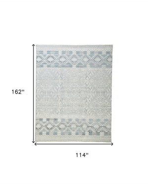 HomeRoots 4' Hand-Knotted Geometric Area Rug in Gray, Ivory & Pink – Perfect for Modern Home Decor Spaces 10' X 13' 512576