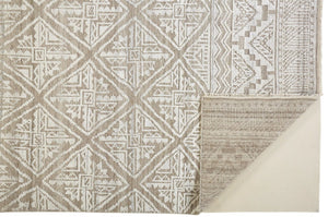 HomeRoots 4' Gray and Ivory Geometric Hand-Knotted Area Rug - Modern Artisan Craftsmanship for Any Room 9' X 12' 512583