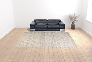 HomeRoots 4' Gray and Ivory Geometric Hand-Knotted Area Rug - Modern Artisan Craftsmanship for Any Room 10' X 13' 512584