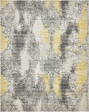 Unique Loom Outdoor Modern New York Machine Made Abstract Rug Ivory, Gray/Yellow 8' 0" x 10' 0"