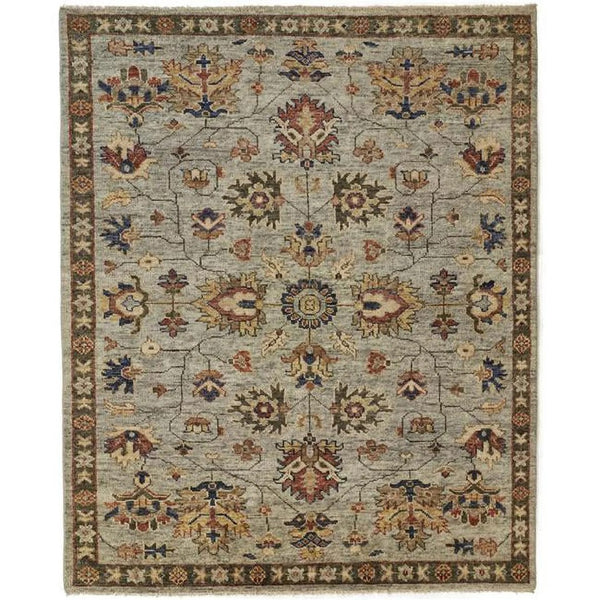 HomeRoots 4' Timeless Gray and Ivory Wool Floral Hand-Knotted Area Rug with Fringed Elegance for Any Space 9' x 12' 512591