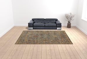 HomeRoots 4' Timeless Gray and Ivory Wool Floral Hand-Knotted Area Rug with Fringed Elegance for Any Space 10' x 13' 512592