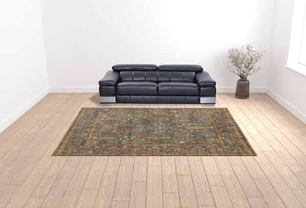 HomeRoots 4' Timeless Gray and Ivory Wool Floral Hand-Knotted Area Rug with Fringed Elegance for Any Space 10' x 13' 512592