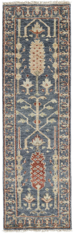 HomeRoots 4' Timeless Gray and Ivory Wool Floral Hand-Knotted Area Rug with Fringed Elegance for Any Space 8' Runner 512593