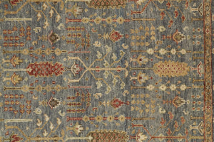 HomeRoots 4' Timeless Gray and Ivory Wool Floral Hand-Knotted Area Rug with Fringed Elegance for Any Space 8' Runner 512593