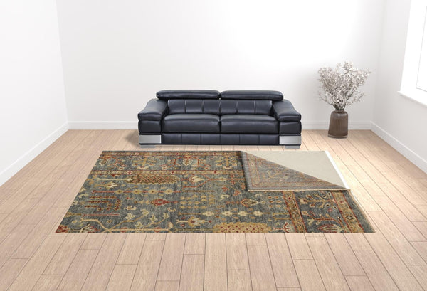 HomeRoots 4' Timeless Gray and Ivory Wool Floral Hand-Knotted Area Rug with Fringed Elegance for Any Space 12' X 15' 512594