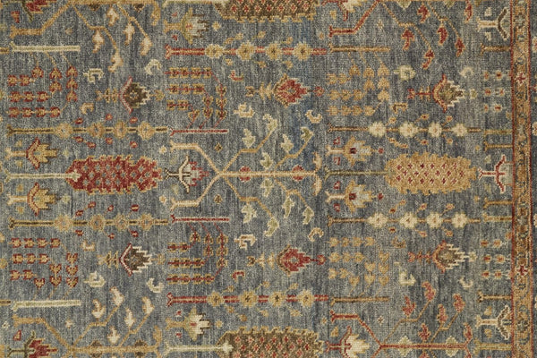 HomeRoots 4' Timeless Gray and Ivory Wool Floral Hand-Knotted Area Rug with Fringed Elegance for Any Space 12' X 15' 512594