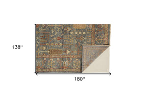 HomeRoots 4' Timeless Gray and Ivory Wool Floral Hand-Knotted Area Rug with Fringed Elegance for Any Space 12' X 15' 512594