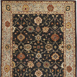 Homeroots 4' X 6' Black Gold And Gray Wool Floral Hand Knotted Stain Resistant Area Rug With Fringe  Wool 512596