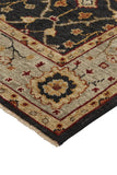 Homeroots 4' X 6' Black Gold And Gray Wool Floral Hand Knotted Stain Resistant Area Rug With Fringe  Wool 512596