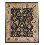 Homeroots 9' X 12' Black Gold And Gray Wool Floral Hand Knotted Stain Resistant Area Rug With Fringe  Wool 512599