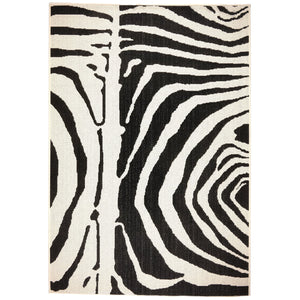 Capel Rugs Cape Town Organic Abstract Animal Print Rug For Indoor/Outdoor Use – Durable & Easy Care Design Black, White 100% Olefin 5126rs05030706350