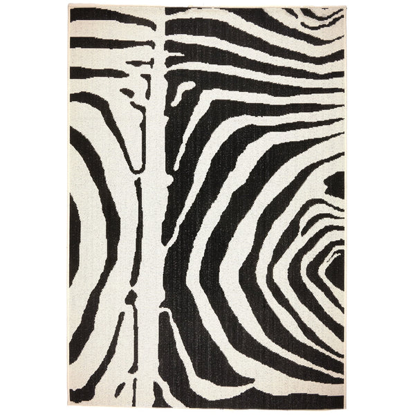 Capel Rugs Cape Town Organic Abstract Animal Print Rug For Indoor/Outdoor Use – Durable & Easy Care Design Black, White 100% Olefin 5126rs05030706350