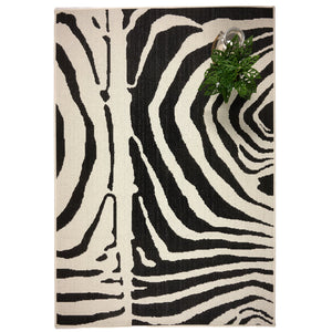 Capel Rugs Cape Town Organic Abstract Animal Print Rug For Indoor/Outdoor Use – Durable & Easy Care Design Black, White 100% Olefin 5126rs05030706350
