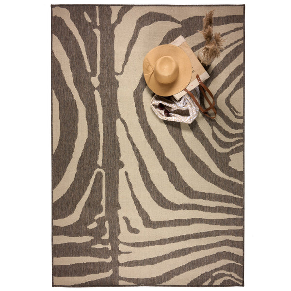 Capel Rugs Cape Town Organic Abstract Animal Print Rug For Indoor/Outdoor Use – Durable & Easy Care Design Taupe, White 100% Olefin 5126rs07101010700