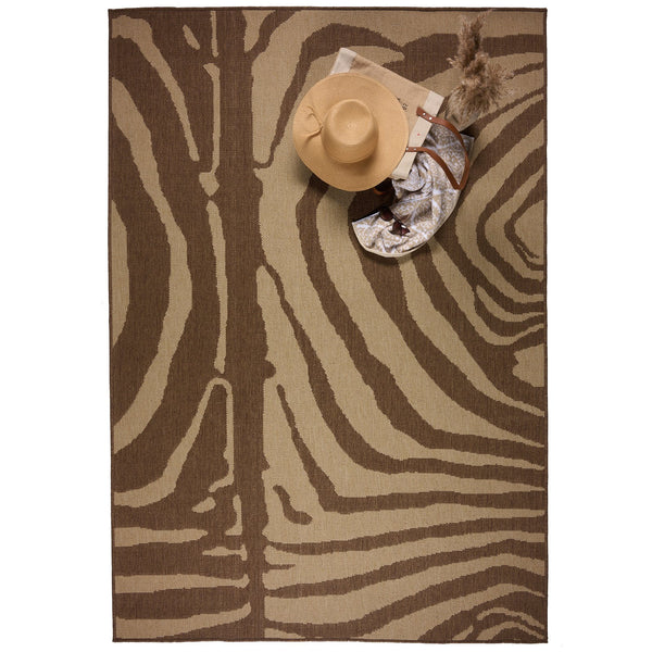Capel Rugs Cape Town Organic Abstract Animal Print Rug For Indoor/Outdoor Use – Durable & Easy Care Design Brown, White 100% Olefin 5126rs05030706770