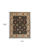 Homeroots 10' X 13' Black Gold And Gray Wool Floral Hand Knotted Stain Resistant Area Rug With Fringe  Wool 512600