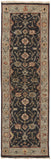 Homeroots 8' Black And Gold Oriental Hand Knotted Runner Rug With Fringe  Wool Blend 512601