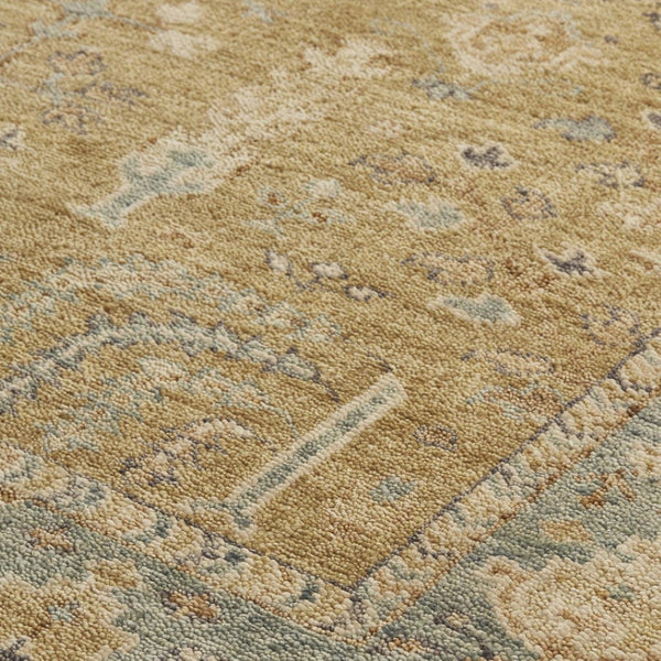 HomeRoots 4' Hand Knotted Wool Area Rug in Blue-Gray and Brown Floral Design with Timeless Fringe Tassels 4' x 6' 512604