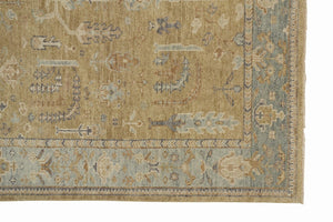 HomeRoots 4' Hand Knotted Wool Area Rug in Blue-Gray and Brown Floral Design with Timeless Fringe Tassels 9' X 12' 512607